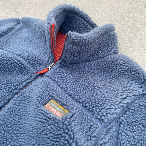 LL Bean Sherpa Fleece Jacket Blue - Picture 2 of 4